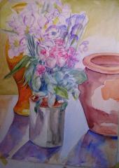 Demonstration flowers in watercolour - click here to see an enlargement (opens a new window in front of this page)